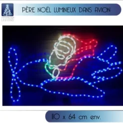 Badaboum Silhouette De Noel Lumineuse Pere Noel Dans Avion Sale