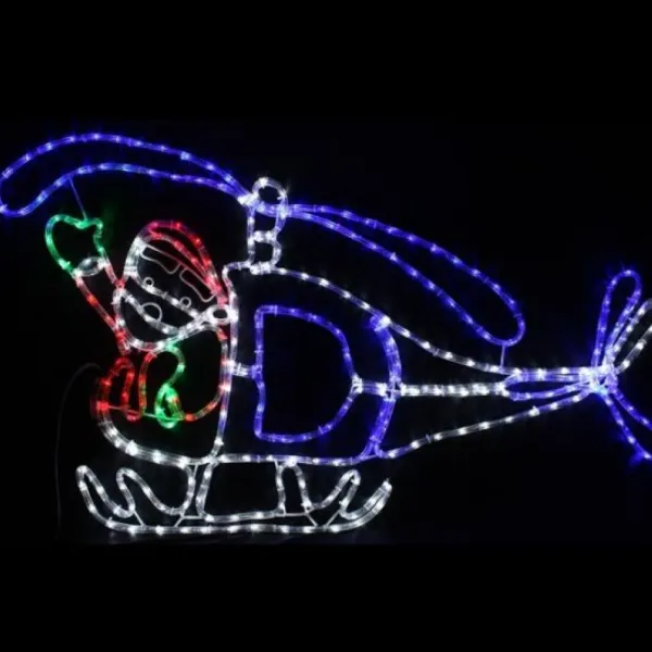 Badaboum Silhouette De Noel Lumineuse P Re Noel Sur Helicoptere