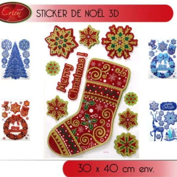 Badaboum Sticker De Noel 3D Pour Décoration De Vitre Sale