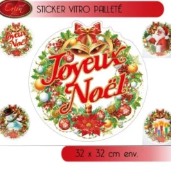 Badaboum Sticker Vitrostatique De Noel Paillet 32 Cm Online