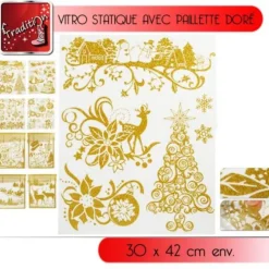 Badaboum Sticker Vitrostatique De Noel Dor Paillet Best