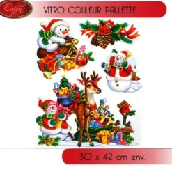 Badaboum Stickers De Noel Fenêtre Avec Paillettes New