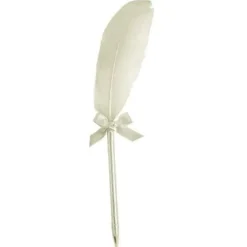 Badaboum Stylo Avec Plume Ecru Pour Livre D'Or
