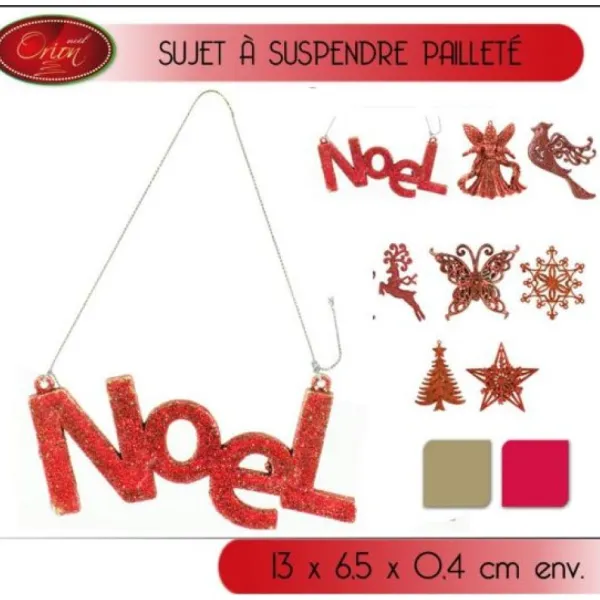 Badaboum Sujet Sapin De Noel Paillet Or Rouge Suspendre Discount