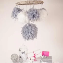 Badaboum Suspension Boule Plume 10 Cm