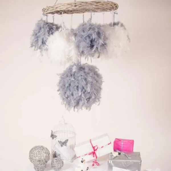 Badaboum Suspension Boule Plume 10 Cm