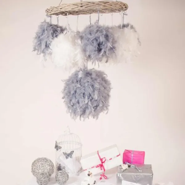 Badaboum Suspension Boule Plume 10 Cm