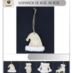 Badaboum Suspension De Noel Bois Naturel Avec Flocon De Neige Sale
