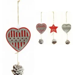 Badaboum Suspension De Noel Pomme De Pin Avec Sujet En Bois Sale