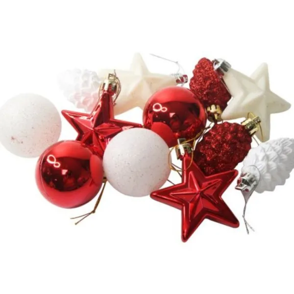 Badaboum Suspension De Sapin De Noel Blanche Et Rouge X 12 Pi Ces Hot