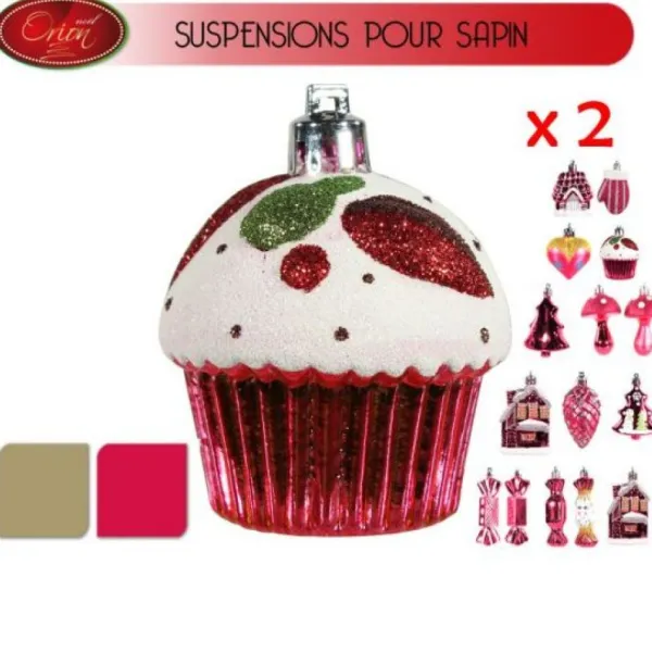 Badaboum Suspension De Sapin Noel Or Et Rouge X 4 Pi Ces Hot