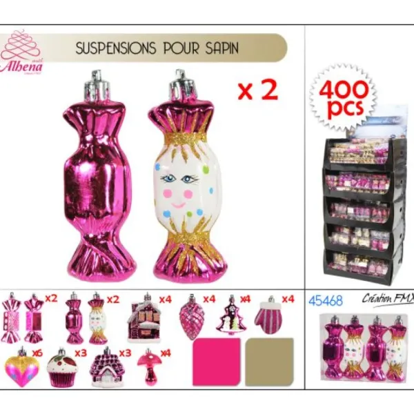 Badaboum Suspension De Sapin Noel Fuchsia Athena X 4 Pi Ces Discount