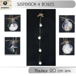 Badaboum Suspension Noel 4 Boules Nature