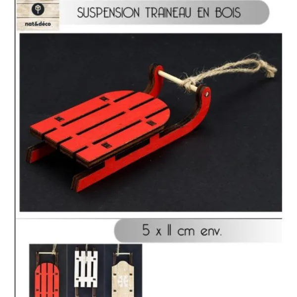 Badaboum Suspension Petit Traineau En Bois Hot