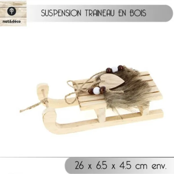 Badaboum Suspension Traineau De Noel En Bois Discount