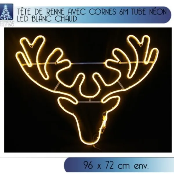Badaboum T Te De Renne Lumineuse G Ante 96Cm Avec Cornes