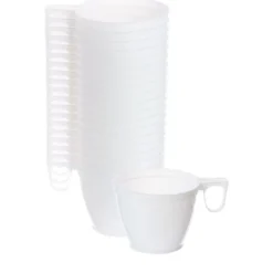 Outlet Tasse Caf En Plastique Blanc R Utilisables X 50 Pi Ces Theme Eco-Responsable
