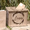 Badaboum Tirelire Ou Urne Mariage Naturel " Love " En Bois 30 Cm