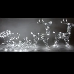 Badaboum Traineau De Noel Luxe Avec Ses 2 Rennes Blanc Discount