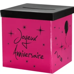 Discount Urne Carr E Joyeux Anniversaire Fuschia 20Cm Theme Joyeux Anniversaire