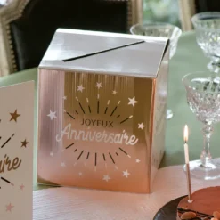 Discount Urne Carr E Joyeux Anniversaire Etincelant Rose Gold 20Cm Theme Joyeux Anniversaire