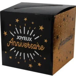 Clearance Urne Carr E Joyeux Anniversaire Etincelant Or Noir 20Cm Theme Joyeux Anniversaire