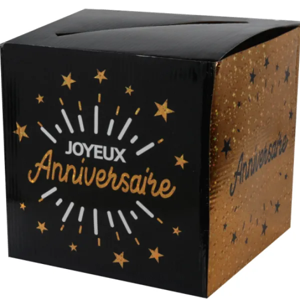 Clearance Urne Carr E Joyeux Anniversaire Etincelant Or Noir 20Cm Theme Joyeux Anniversaire