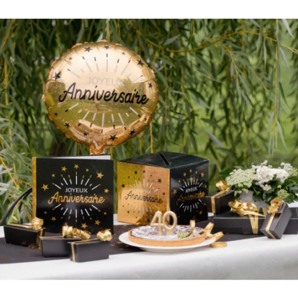 Clearance Urne Carr E Joyeux Anniversaire Etincelant Or Noir 20Cm Theme Joyeux Anniversaire