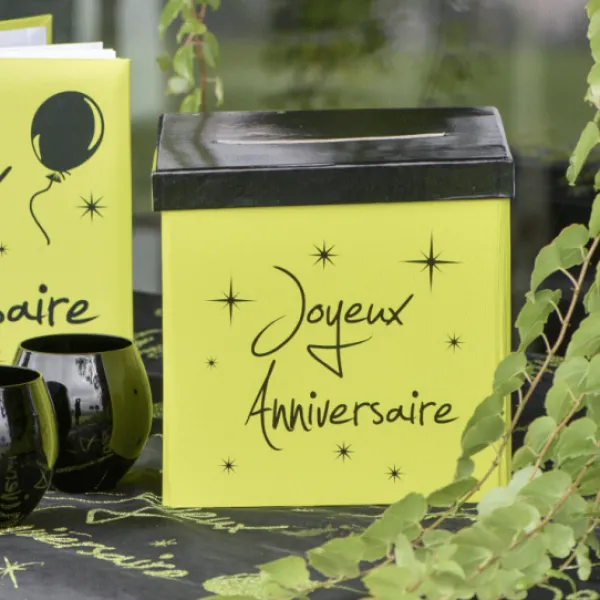 Urne Carr E Joyeux Anniversaire Vert Anis 20Cm Theme Joyeux Anniversaire