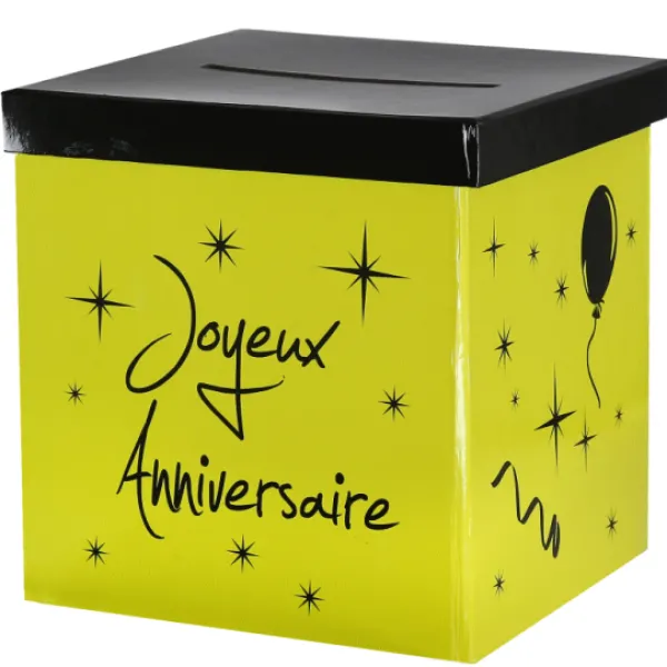 Urne Carr E Joyeux Anniversaire Vert Anis 20Cm Theme Joyeux Anniversaire
