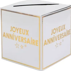 Sale Urne Joyeux Anniversaire Or 20X20Cm Theme Joyeux Anniversaire