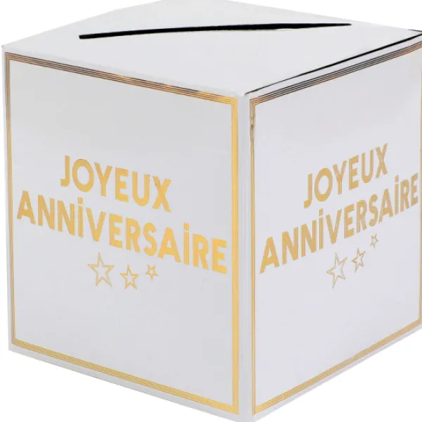 Sale Urne Joyeux Anniversaire Or 20X20Cm Theme Joyeux Anniversaire
