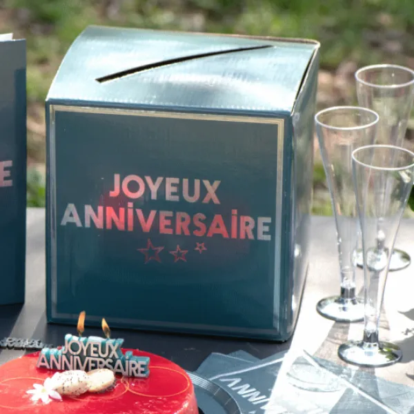 Clearance Urne Joyeux Anniversaire Bleu Canard 20X20Cm Theme Joyeux Anniversaire