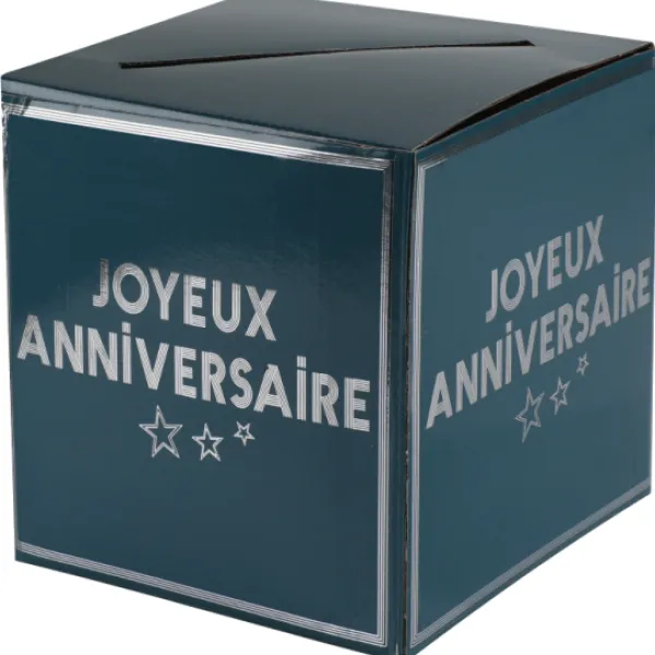 Clearance Urne Joyeux Anniversaire Bleu Canard 20X20Cm Theme Joyeux Anniversaire