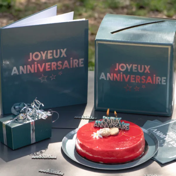 Clearance Urne Joyeux Anniversaire Bleu Canard 20X20Cm Theme Joyeux Anniversaire