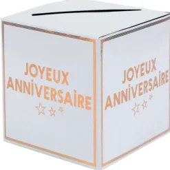 New Urne Joyeux Anniversaire Rose Gold 20X20Cm Theme Joyeux Anniversaire