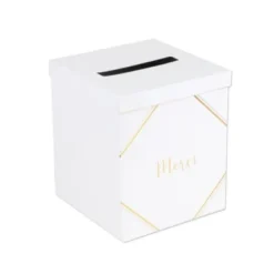 Badaboum Urne Mariage Merci Blanche Et Or