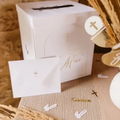 New Urne Merci Puret Blanche Et Or Theme Communion