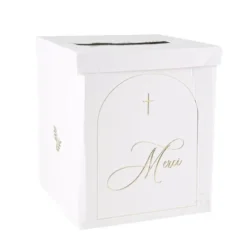 New Urne Merci Puret Blanche Et Or Theme Communion