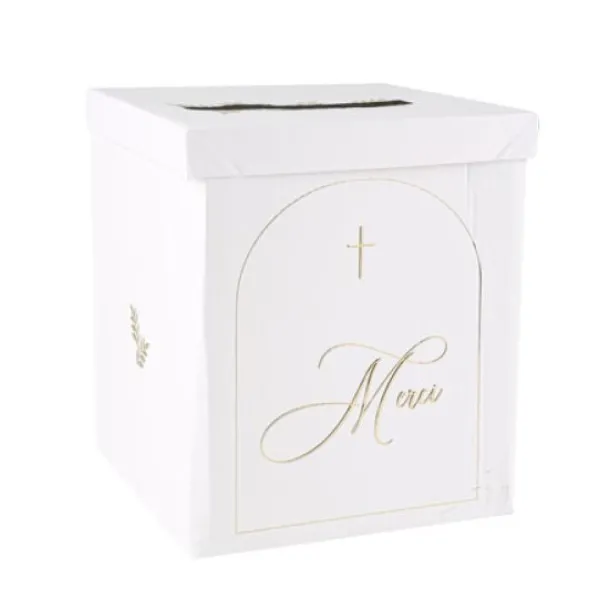New Urne Merci Puret Blanche Et Or Theme Communion