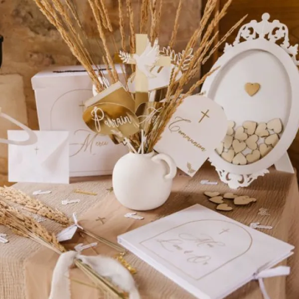 New Urne Merci Puret Blanche Et Or Theme Communion