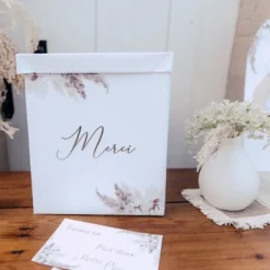 Badaboum Urne Merci Theme Pampas Fleurs De Coton