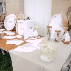 Badaboum Urne Merci Theme Pampas Fleurs De Coton