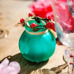 Badaboum Vase Bucolique Turquoise 8Cm Avec Raphia Discount