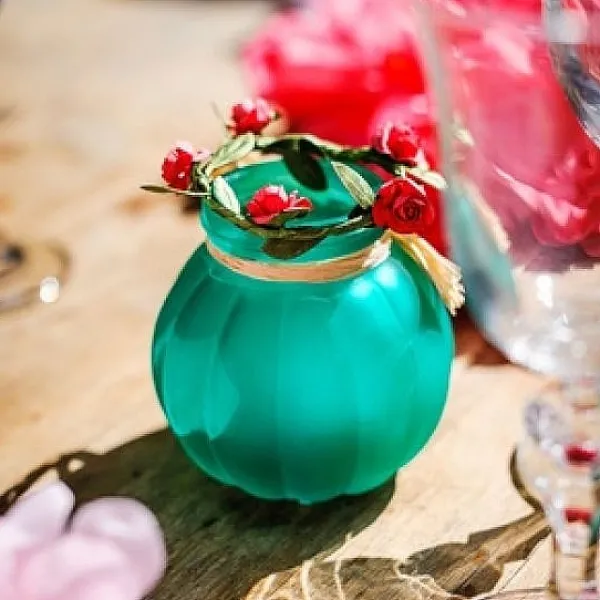 Badaboum Vase Bucolique Turquoise 8Cm Avec Raphia Discount