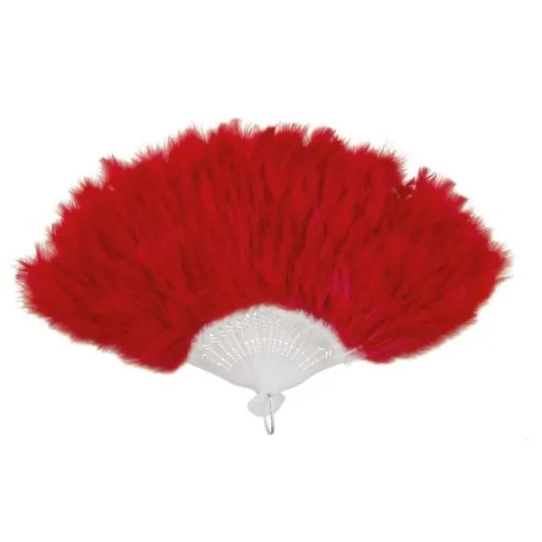 Badaboum Ventail Plumes Rouge 43 Cm