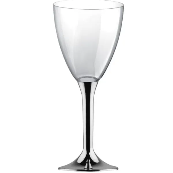 Badaboum Verre A Vin Plastique Argent Chrome X 20 Pi Ces