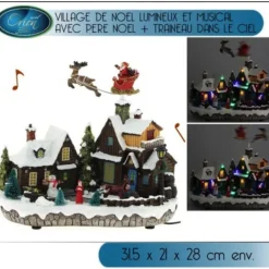 Badaboum Village De Noel Lumineux Et Musical Avec Traineau Dans Le Ciel Discount