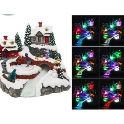Badaboum Village De Noel Musical Lumineux Avec Patineur Anim Outlet