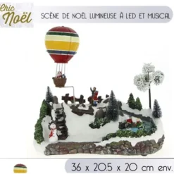 Badaboum Village Scene De Noel Lumineuse Et Musical Avec Montgolfiere Hot